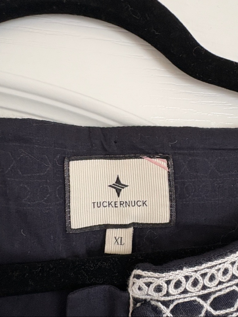 Tuckernuck Navy and White Embroidered Sleeveless Top - Picture 3 of 6